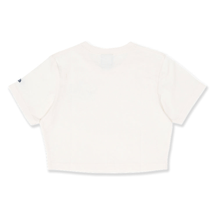 New Era Vacation Club Ivory Short Sleeve Crop Top Women T-Shirt