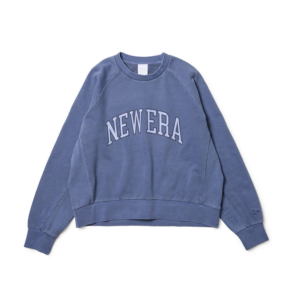 New Era Wordmark Garment Dye Blue Crewneck Sweatshirt