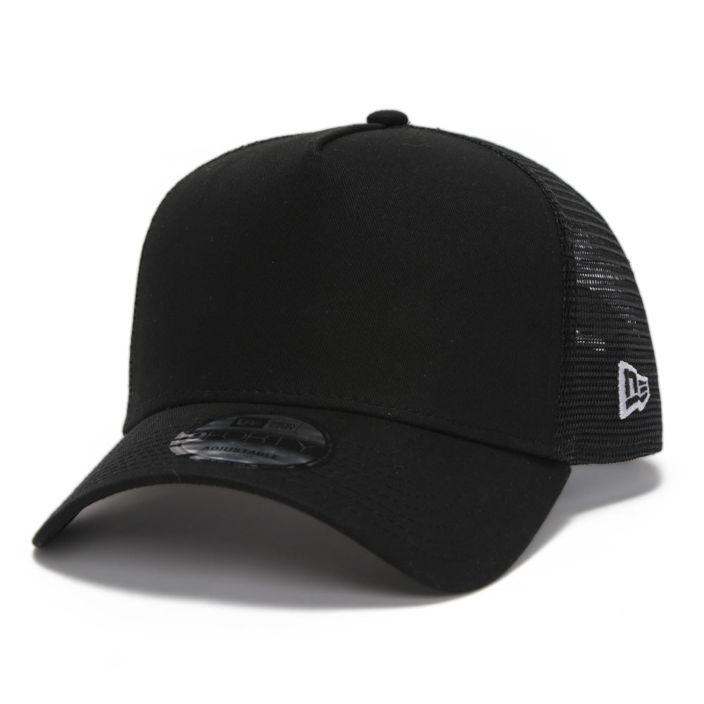 New Era Basic Black 9FORTY A-Frame Trucker Snapback Cap (Essential)