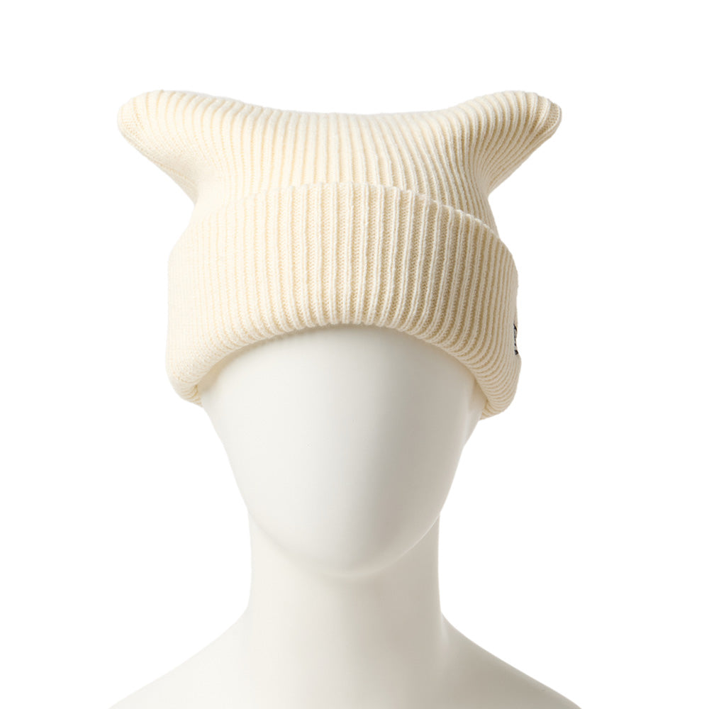 New Era Off White Square Rib Knit Beanie