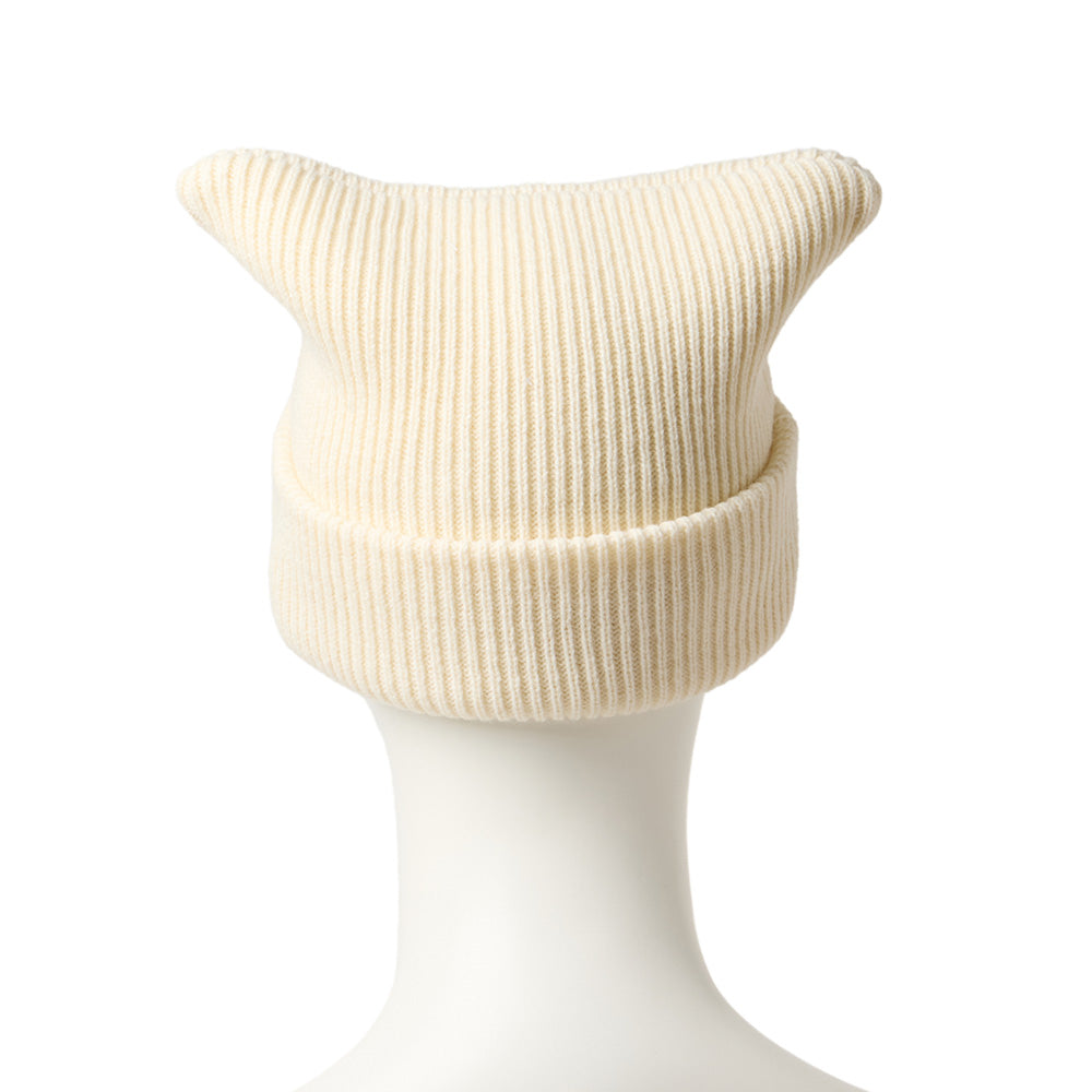 New Era Off White Square Rib Knit Beanie
