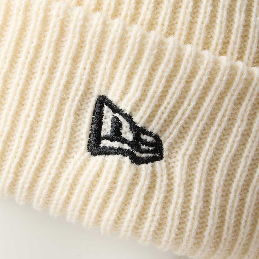 New Era Off White Square Rib Knit Beanie