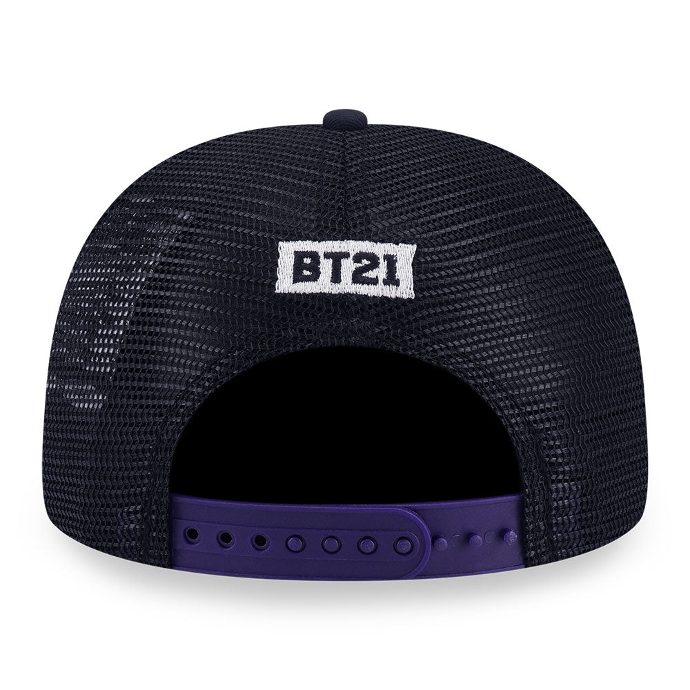 New Era x BT21 The Journey Logo White Black 9FORTY A-Frame Trucker Cap