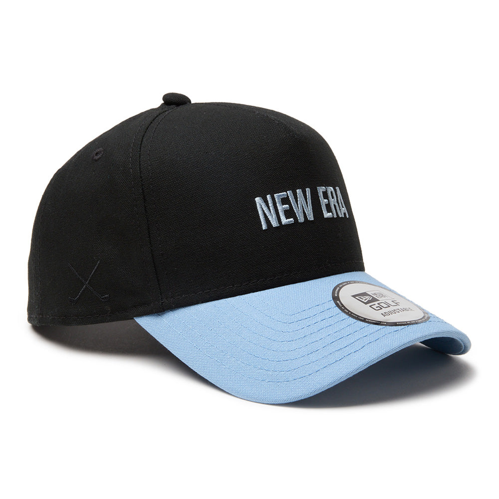 New Era Golf Wordmark Duck Canvas Black 9FORTY A-Frame Snapback Cap