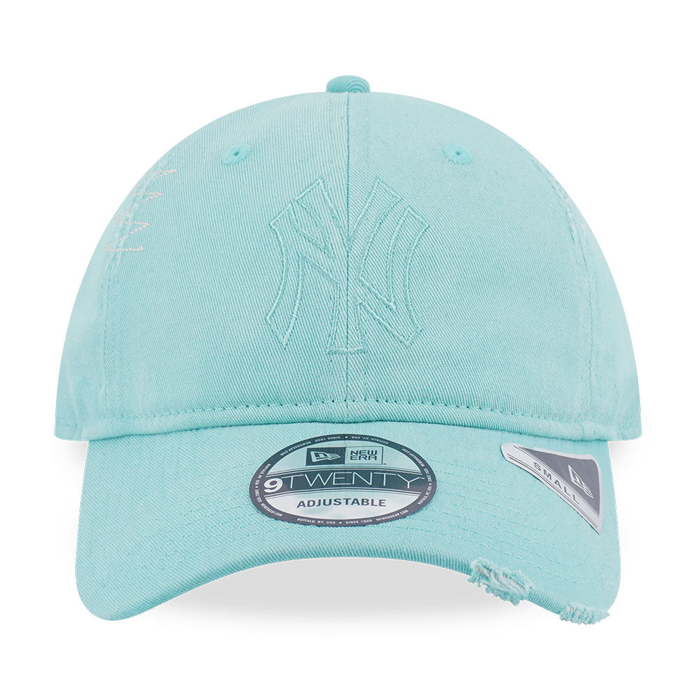 New Era New York Yankees MLB Logo Washed Arctic Teal 9TWENTY Small Adjustable Cap