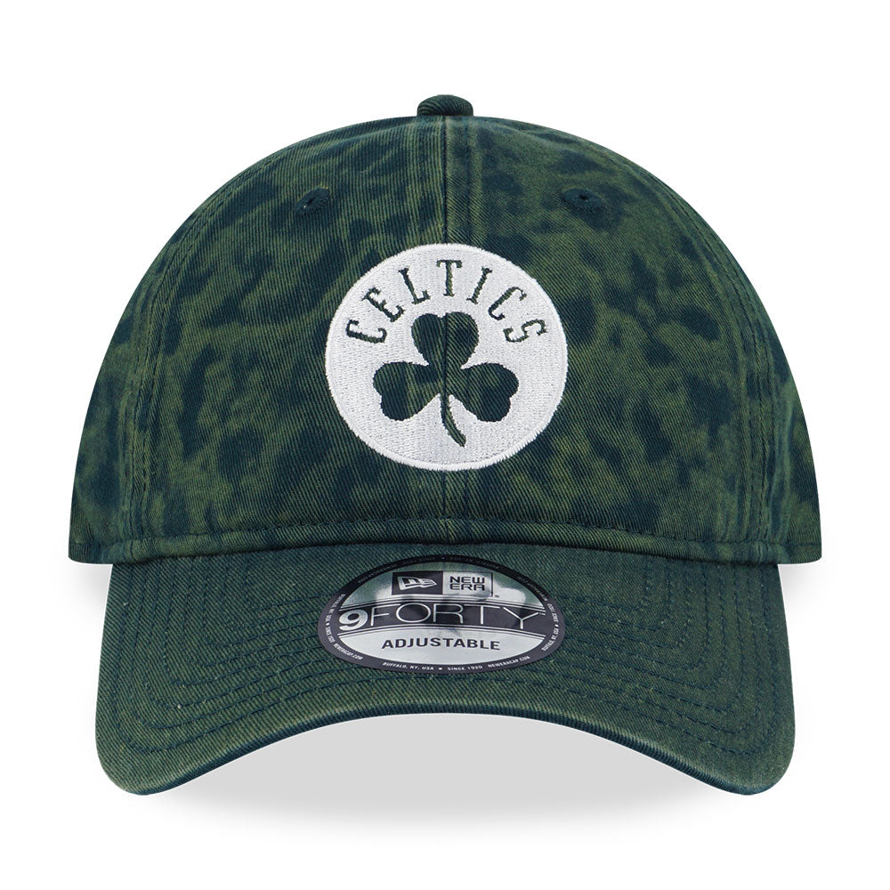 New Era Boston Celtics NBA Hand Brush Wash Dark Green 9FORTY Unstructured Adjustable Cap