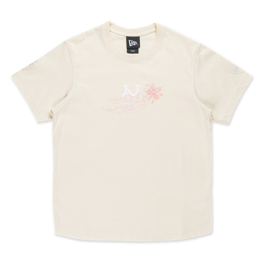 New Era New York Mets MLB Floral Chrome White Women Short Sleeve T-Shirt