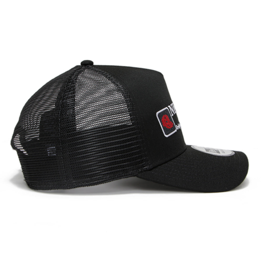 New Era Cap Logo Black 9FORTY A-Frame Trucker Snapback Cap