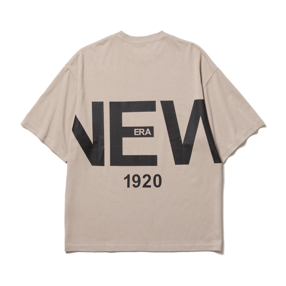 New Era Wordmark 1920 Zoom Up Logo Beige Oversized Short Sleeve T-Shirt