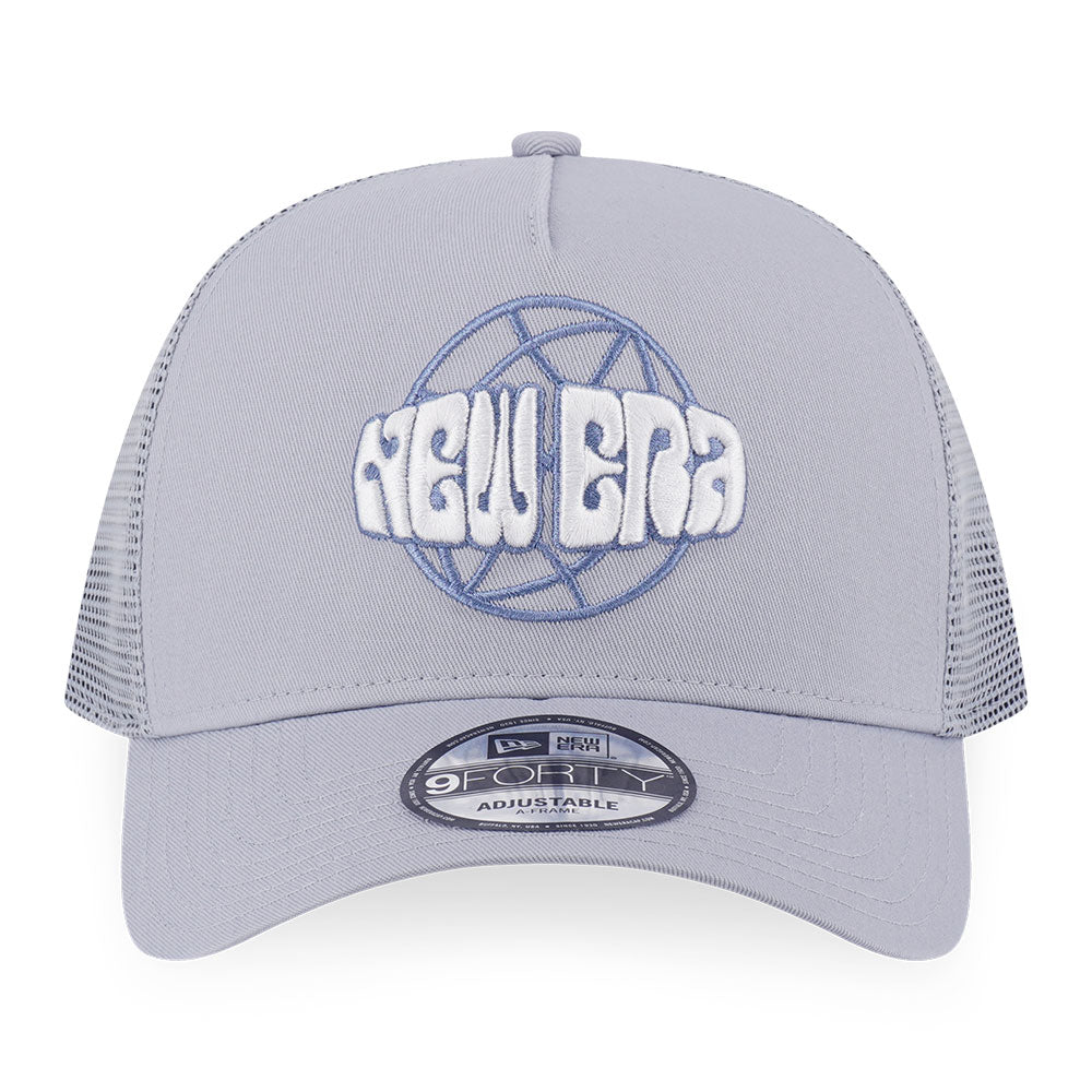 New Era Wordmark Street Swing Dolphin Grey 9FORTY A-Frame Trucker Snapback Cap