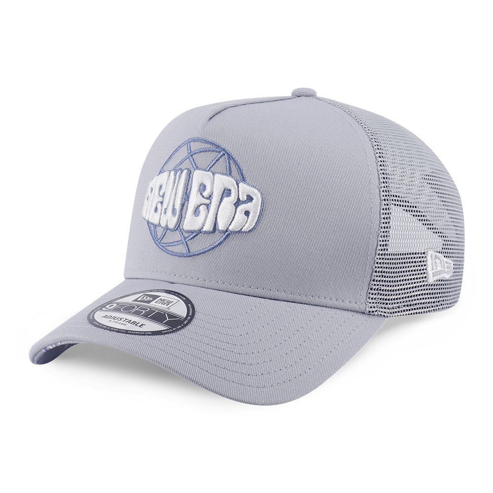 New Era Wordmark Street Swing Dolphin Grey 9FORTY A-Frame Trucker Snapback Cap