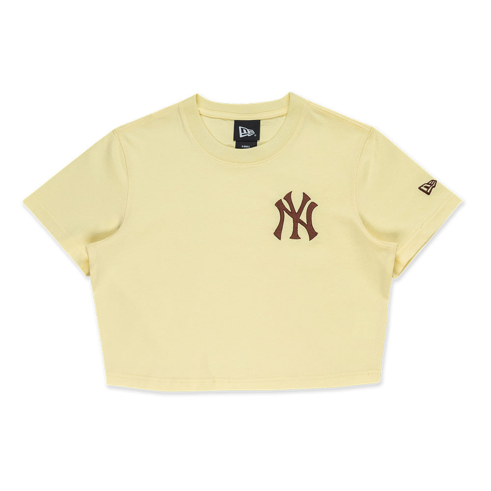 New Era New York Yankees Color Era FW25 Power Yellow Women Crop Top Short Sleeve T-Shirt