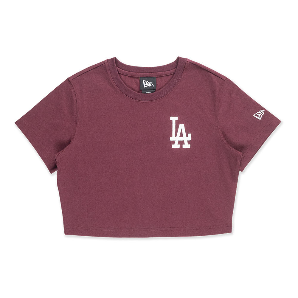 New Era Los Angeles Dodgers Color Era FW25 Maroon Women Crop Top Short Sleeve T-Shirt