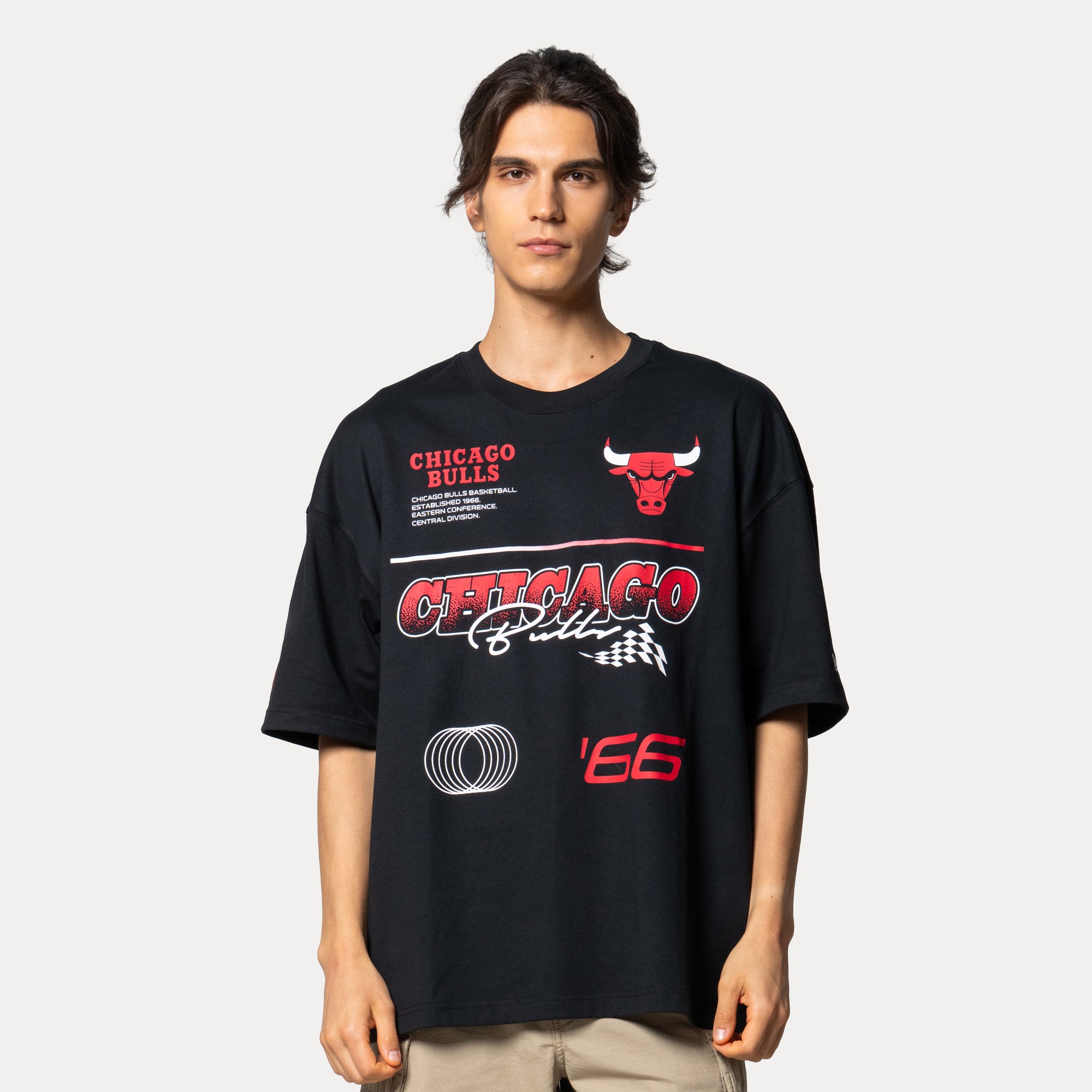 New Era Chicago Bulls Racing Black COOLERA Oversized Short Sleeve T-Shirt