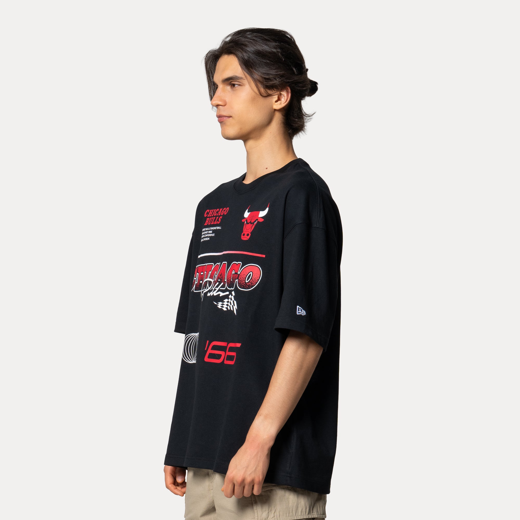 New Era Chicago Bulls Racing Black COOLERA Oversized Short Sleeve T-Shirt