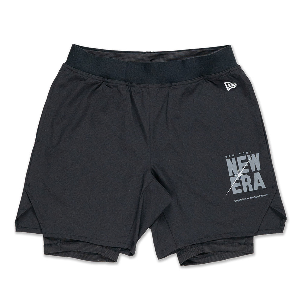 New Era USA Wordmark Trail Runner Black Layered Active Shorts