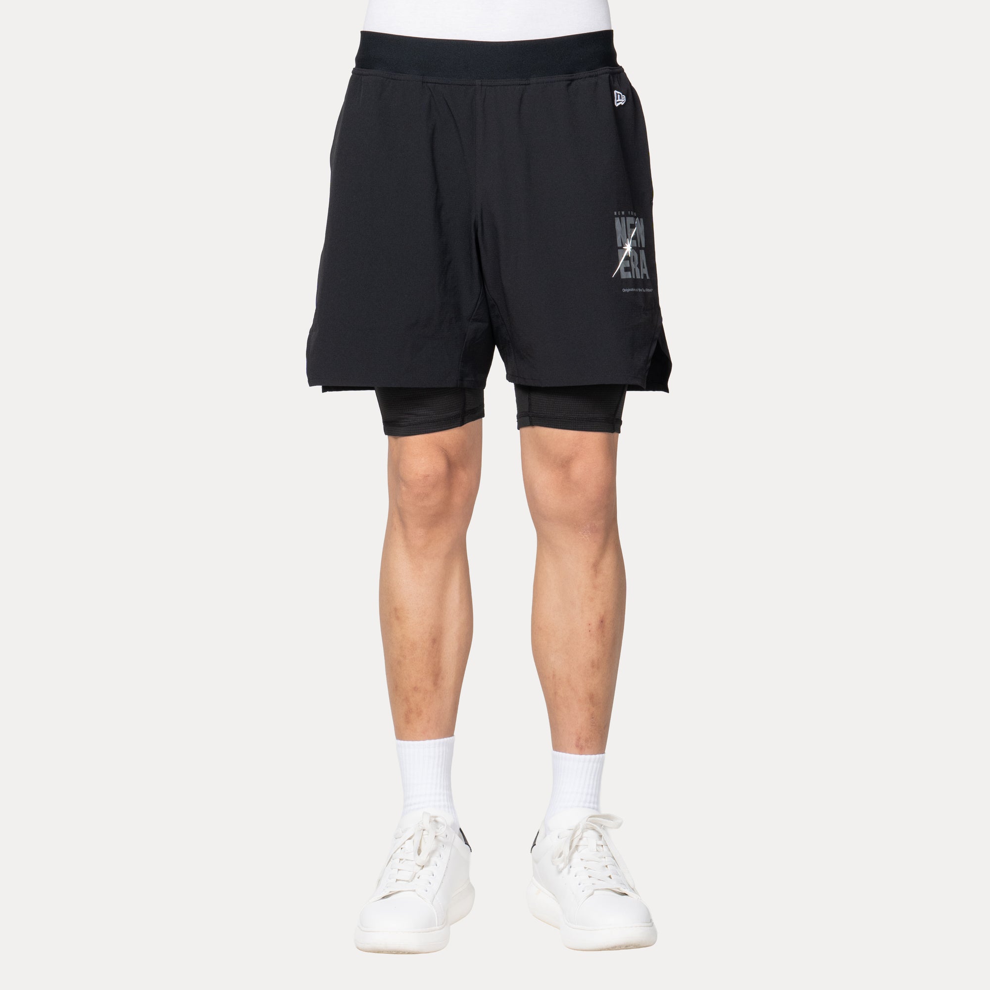 New Era USA Wordmark Trail Runner Black Layered Active Shorts