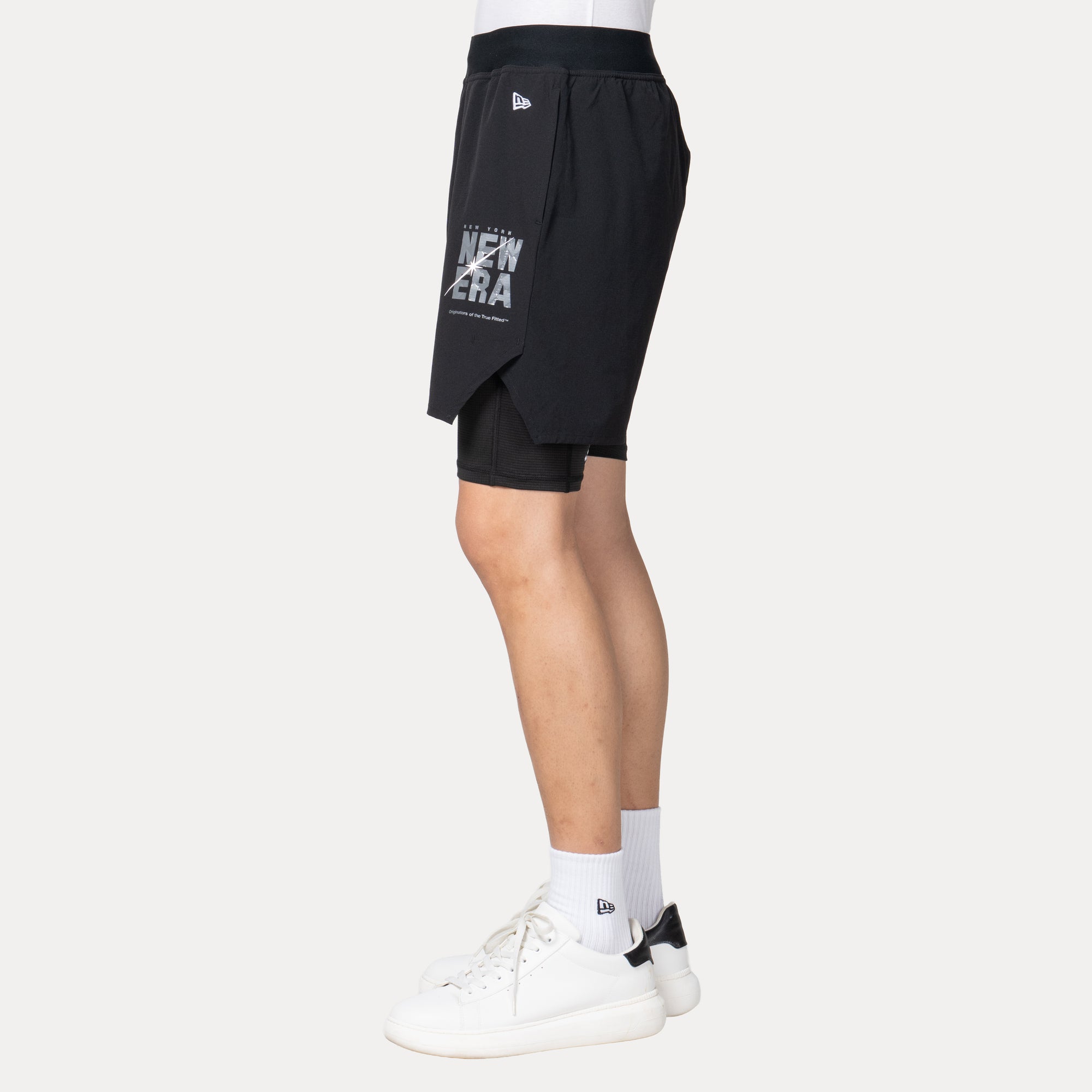 New Era USA Wordmark Trail Runner Black Layered Active Shorts