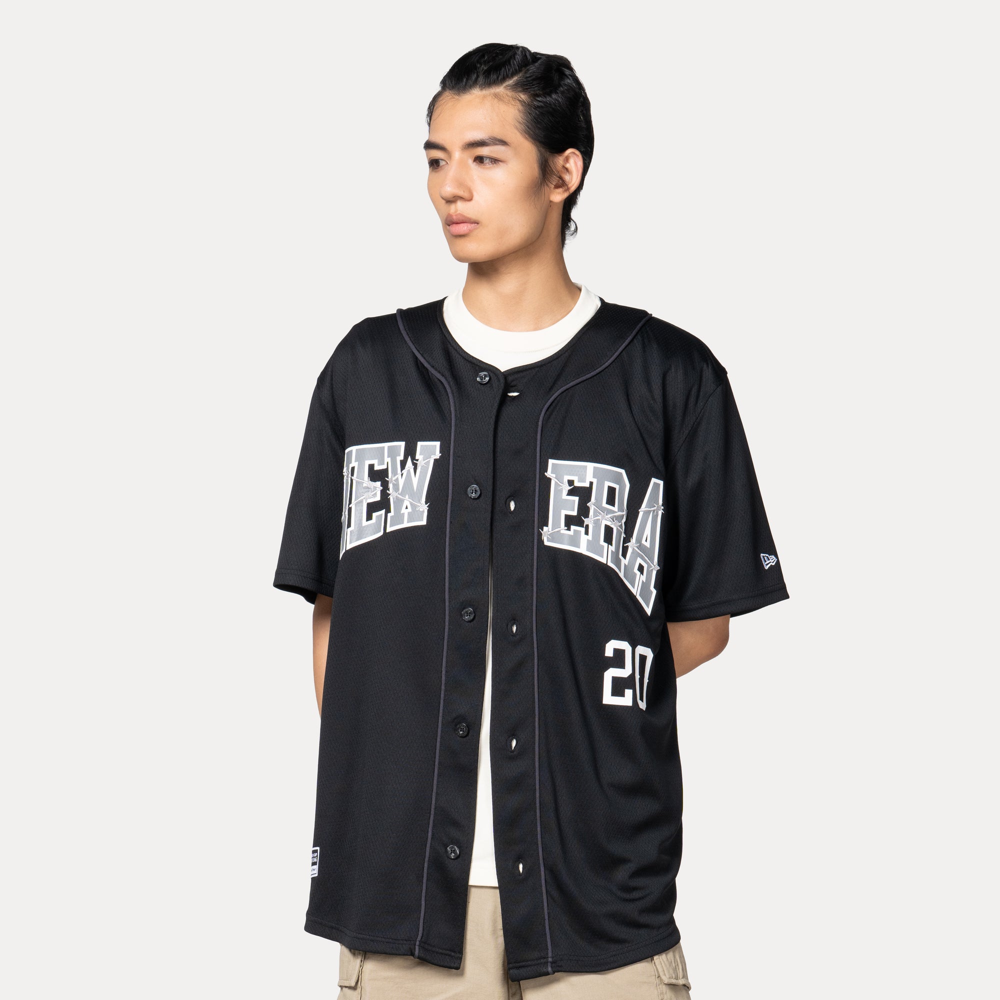 New Era Wordmark Street Graphic Black Baseball Jersey