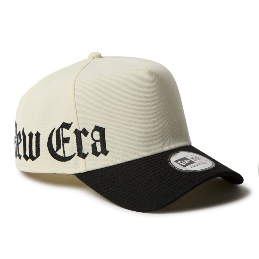 New Era Wordmark Old English Essential White Black 9FORTY A-Frame Snapback Cap