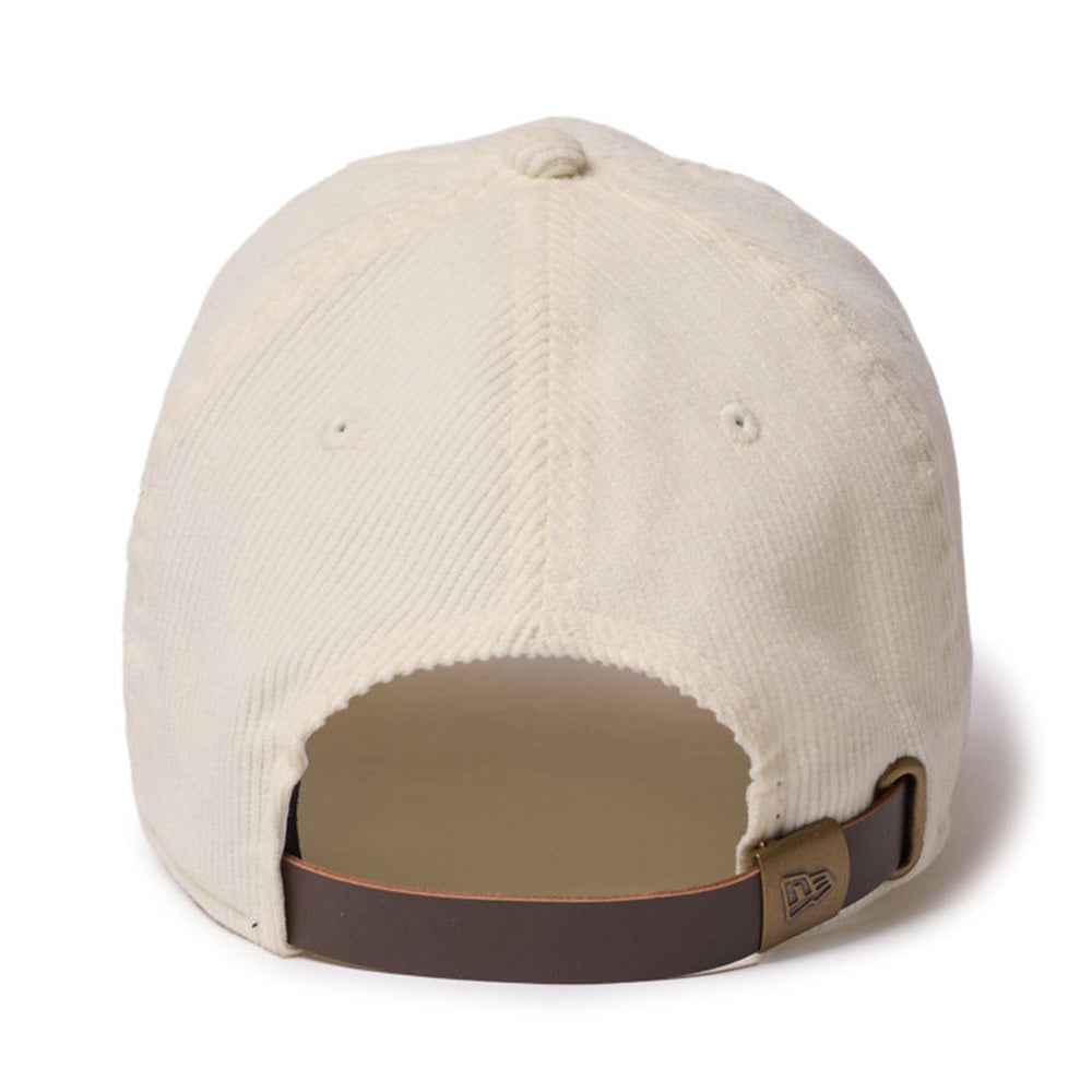 New Era Script Micro Corduroy Creme 9TWENTY Leather Strapback Adjustable Cap