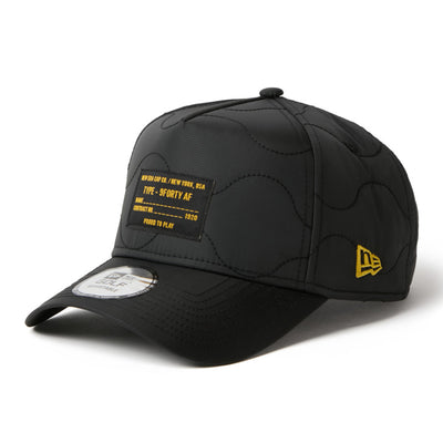 New Era Golf Quilting Woven Label Black 9FORTY A-Frame Adjustable Cap