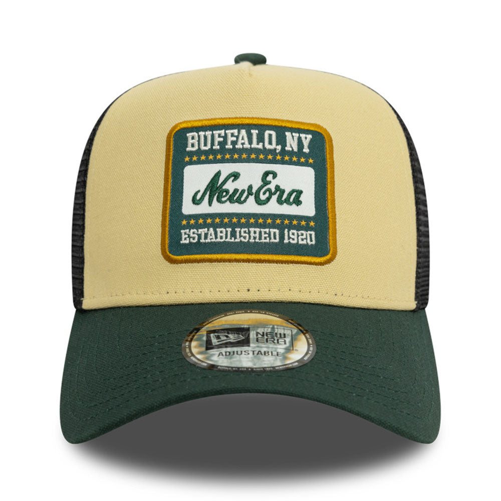 New Era Patch Cot Canvas Vegas Gold 9FORTY E-Frame Trucker Snapback Cap