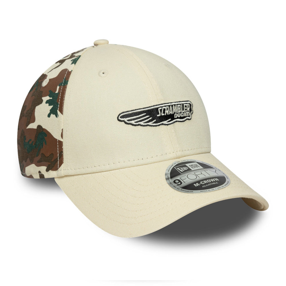 New Era Ducati Motorsport Logo Scrambler Light Cream 9FORTY Adjustable Cap