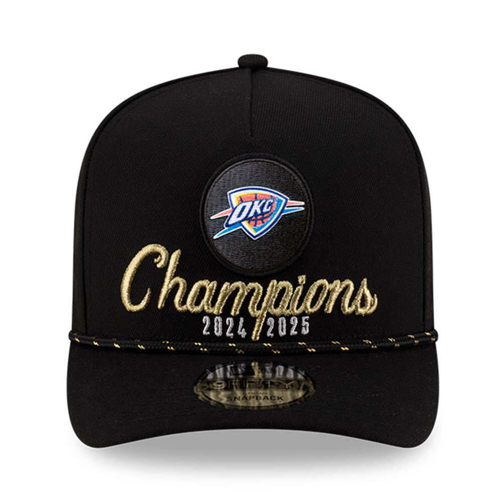 New Era Oklahoma City Thunder NBA 2025 Championship Black 9FIFTY A-Frame Snapback Cap (SPECIAL RELEASE)