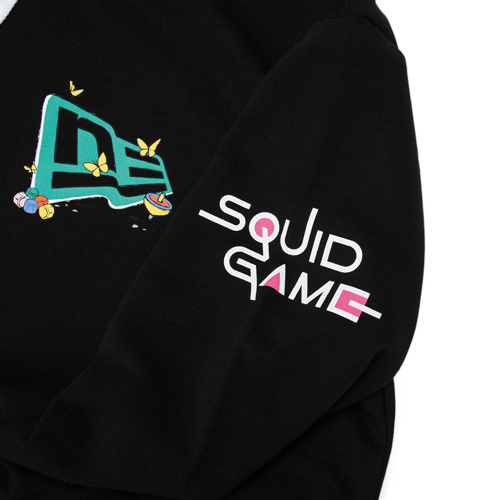 New Era x Squid Game Black Graphic Oversized Hoodie