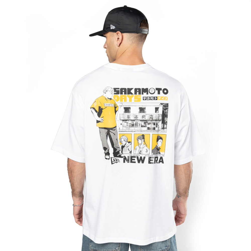 New Era x Sakamoto Days Wordmark White Oversized Short Sleeve T-Shirt