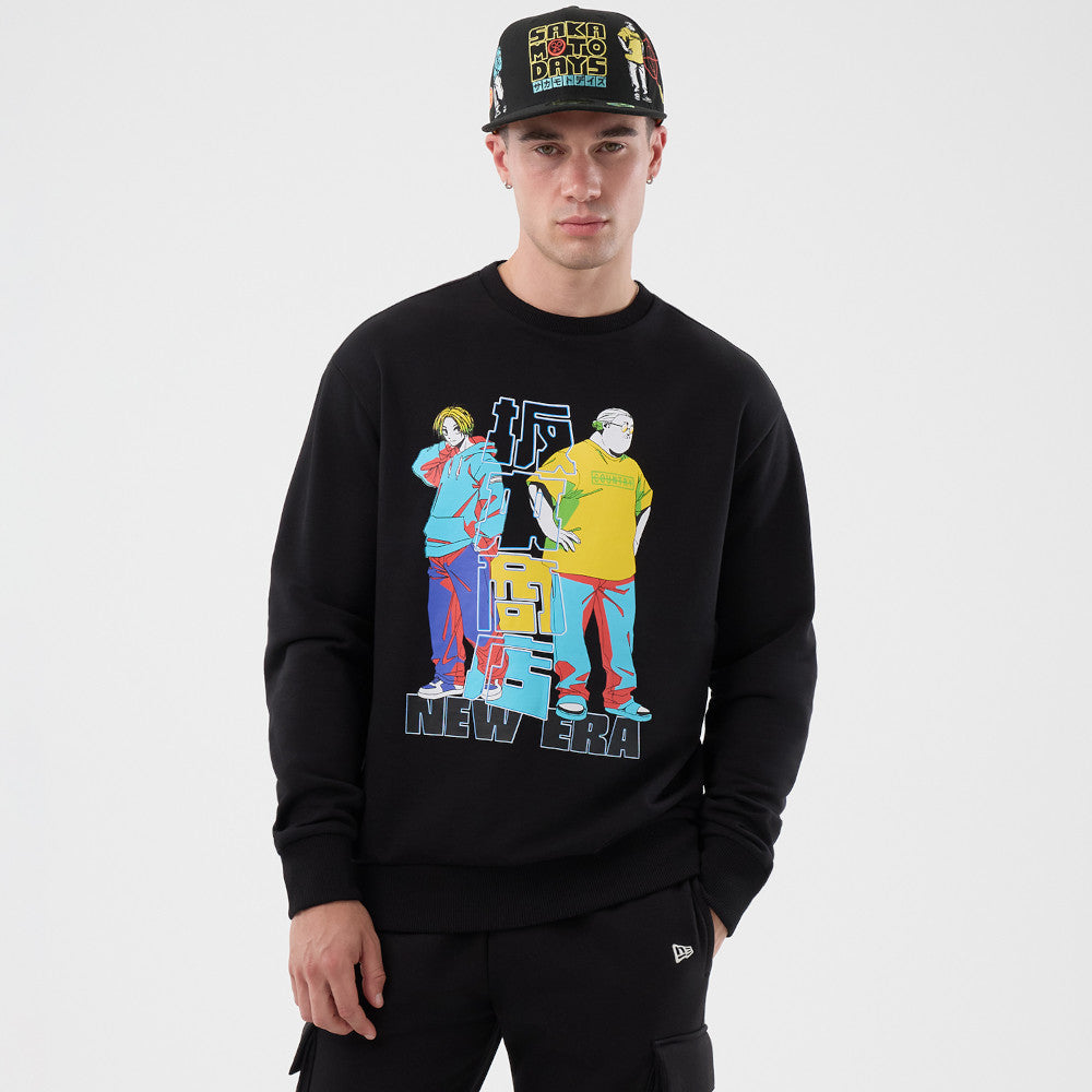 New Era x Sakamoto Days Graphic Black Crew Neck Long Sleeve T-shirt