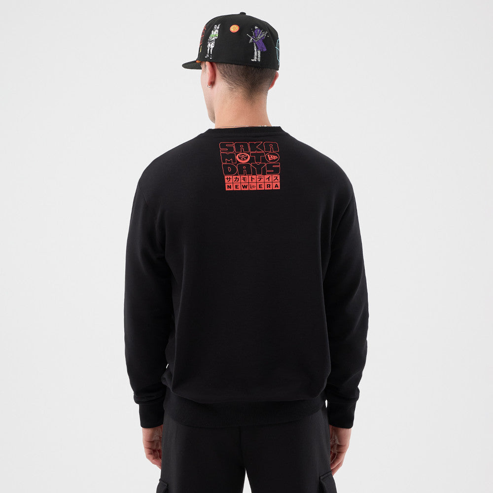 New Era x Sakamoto Days Graphic Black Crew Neck Long Sleeve T-shirt