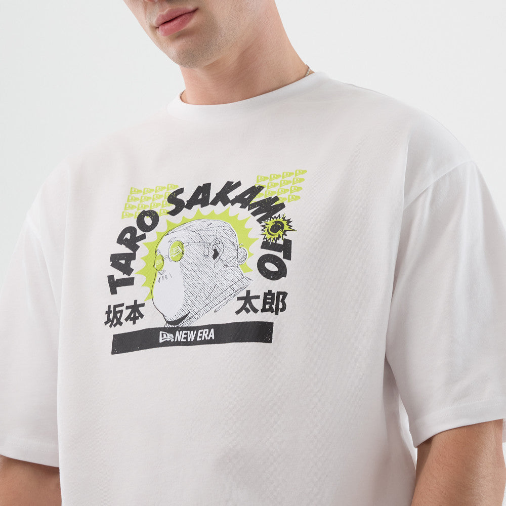 New Era x Sakamoto Days Graphic White Oversized Short Sleeve T-Shirt