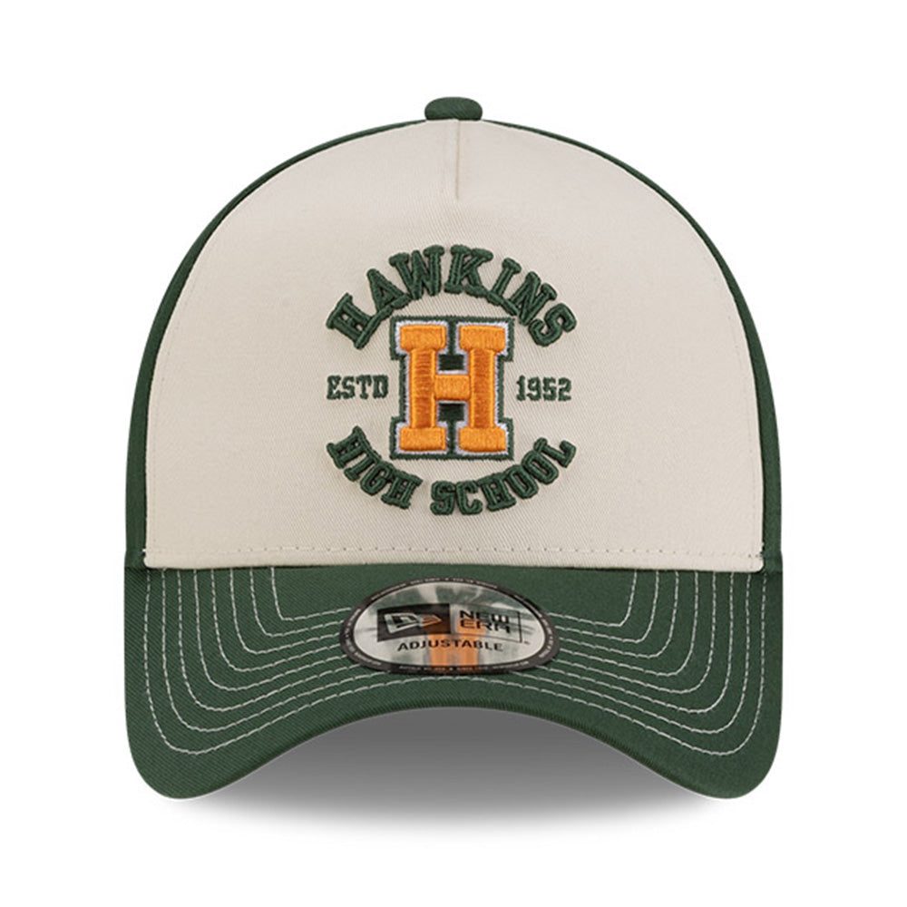 New Era x Stranger Things Hawkins High Green 9FORTY E-Frame Trucker Snapback Cap