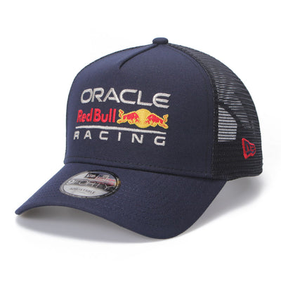 New Era Oracle Red Bull Racing Chrome Navy 9FORTY Trucker A-Frame Adjustable Cap