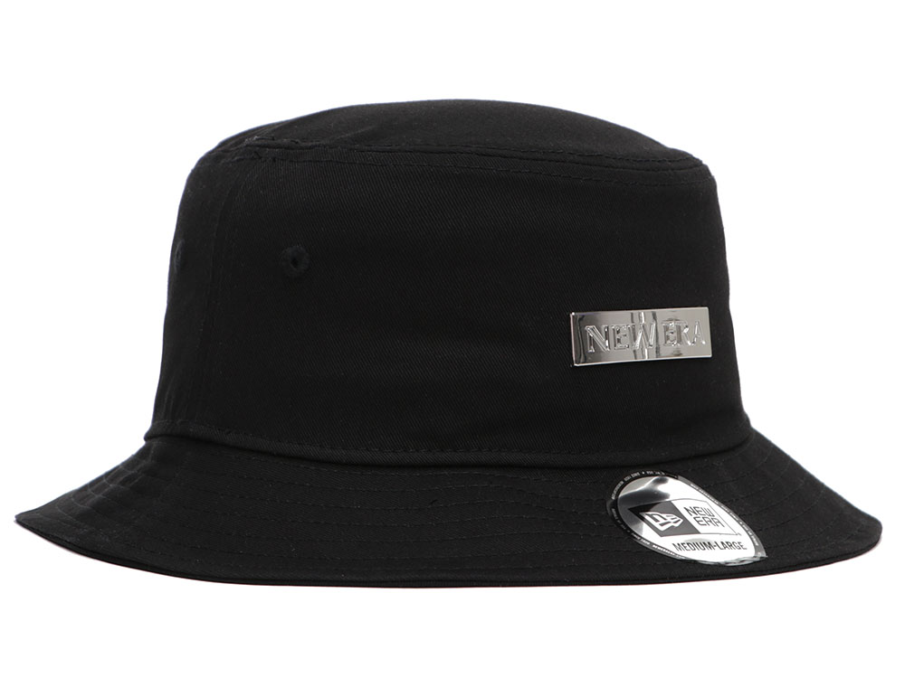 New Era Wordmark Metal Badge Black Bucket Hat | New Era Cap PH