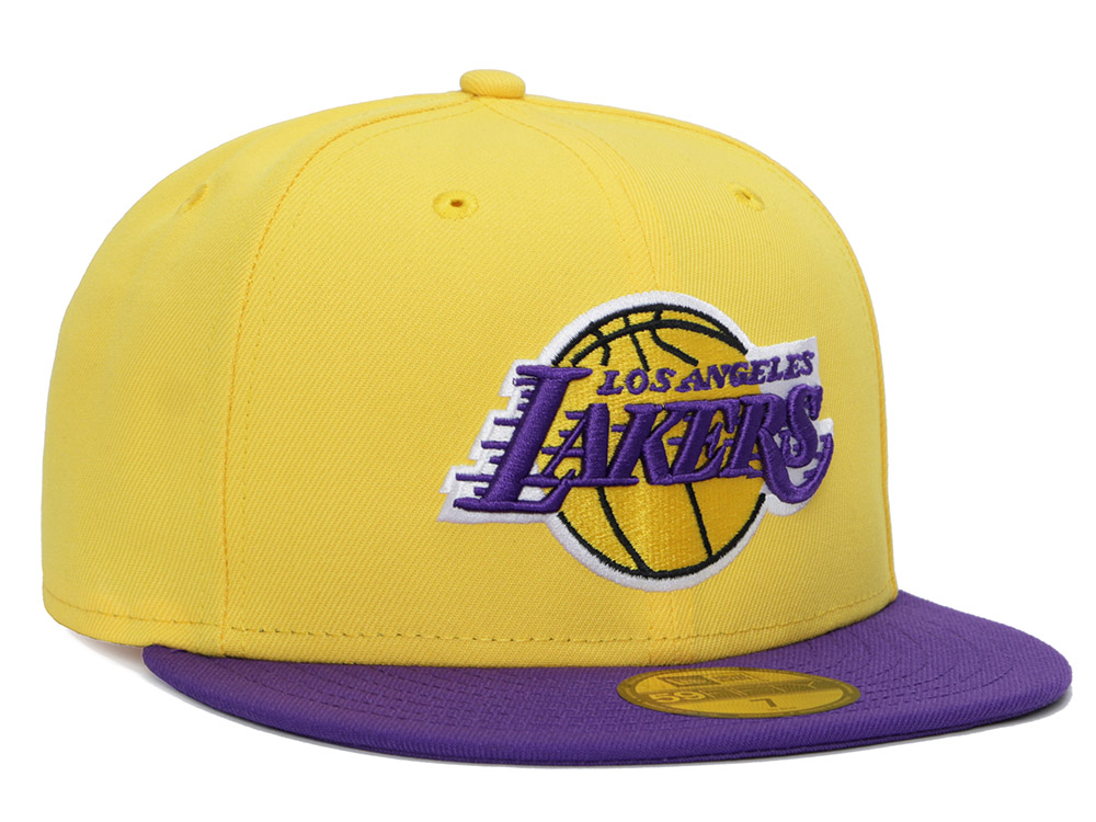 Los Angeles Lakers Yellow/Purple Two Tone Plastic Snapback Adjustable  Plastic Snap Back Hat/Cap