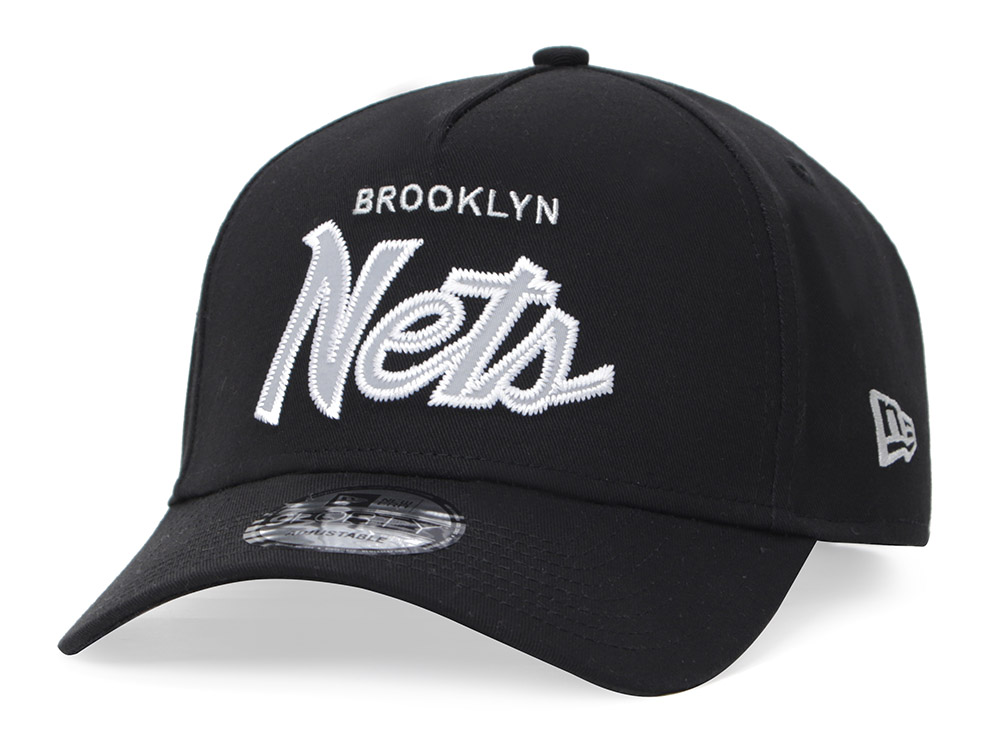 Brooklyn Nets NBA Scripts Black 9FORTY A-Frame Adjustable Cap | New Era ...
