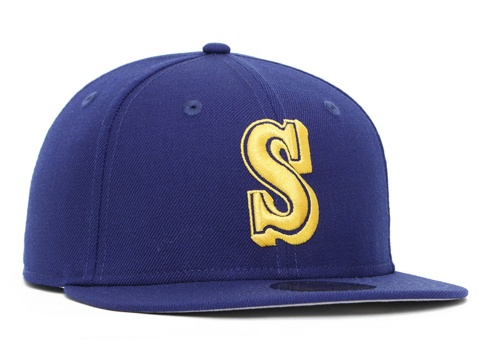 Seattle Mariners MLB Cooperstown Yellow on Dark Royal 59FIFTY Fitted ...