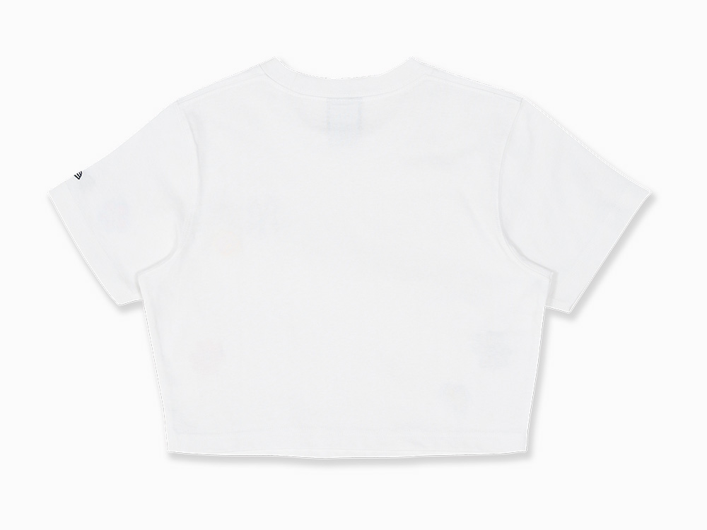 New York Yankees MLB Botanical Women White Short Sleeve Crop Top T-Shirt