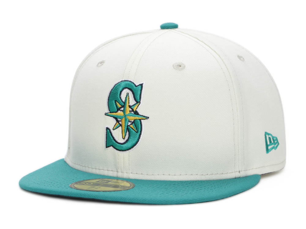 Official New Era Seattle Mariners MLB Two Tone Chrome White 59FIFTY Fitted  Cap B7829_288 B7829_288 B7829_288