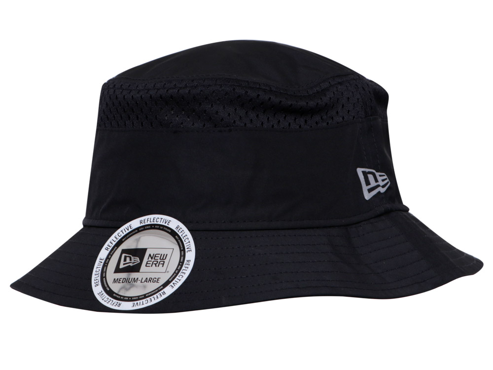 New Era Wordmark Reflective Outdoor Pack Black Bucket Hat | New Era Cap ...
