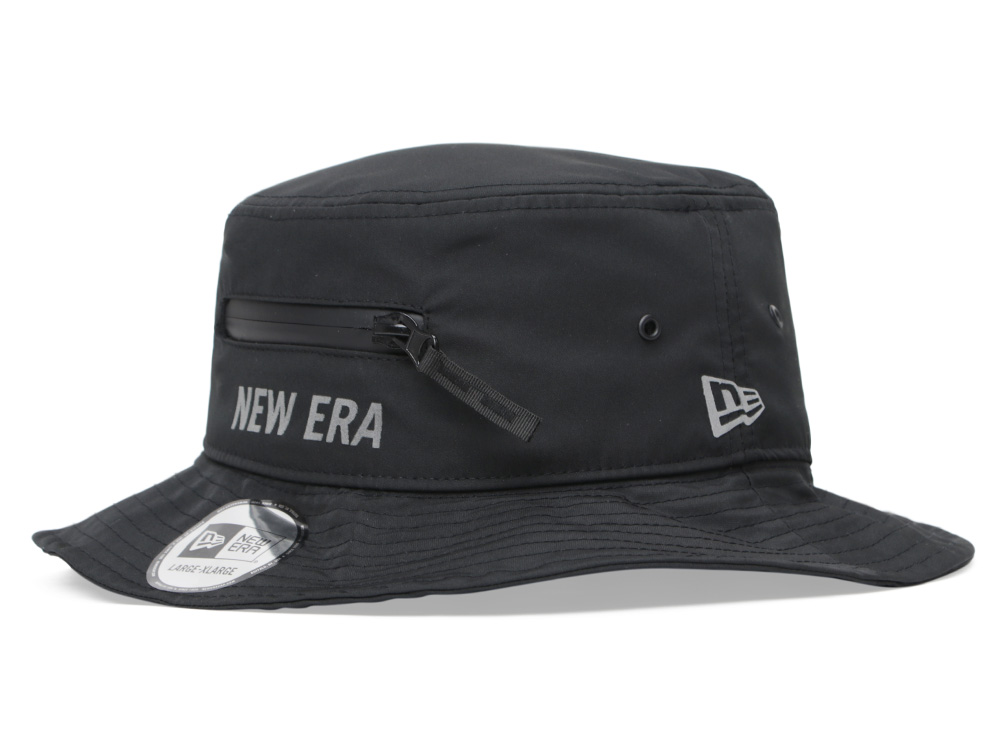 New Era Wordmark Zip Pocket Adventure Lite Black Bucket Hat