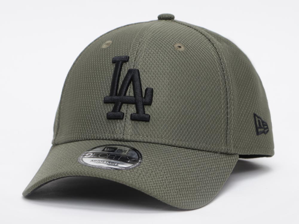 Los Angeles Dodgers MLB Diamond Era Black on Olive 9FORTY Adjustable ...