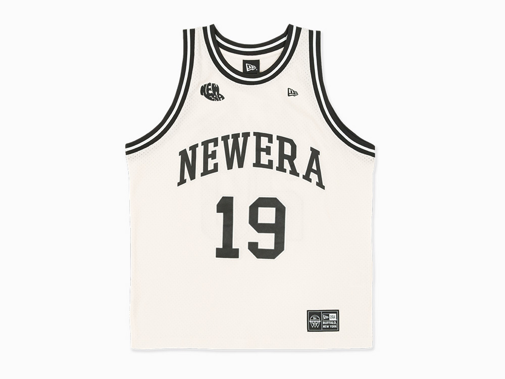 New Era Script Wordmark White Basketball Jersey Shirt