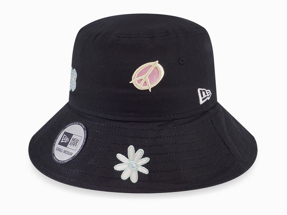New Era Botanical Women Black Bucket Hat
