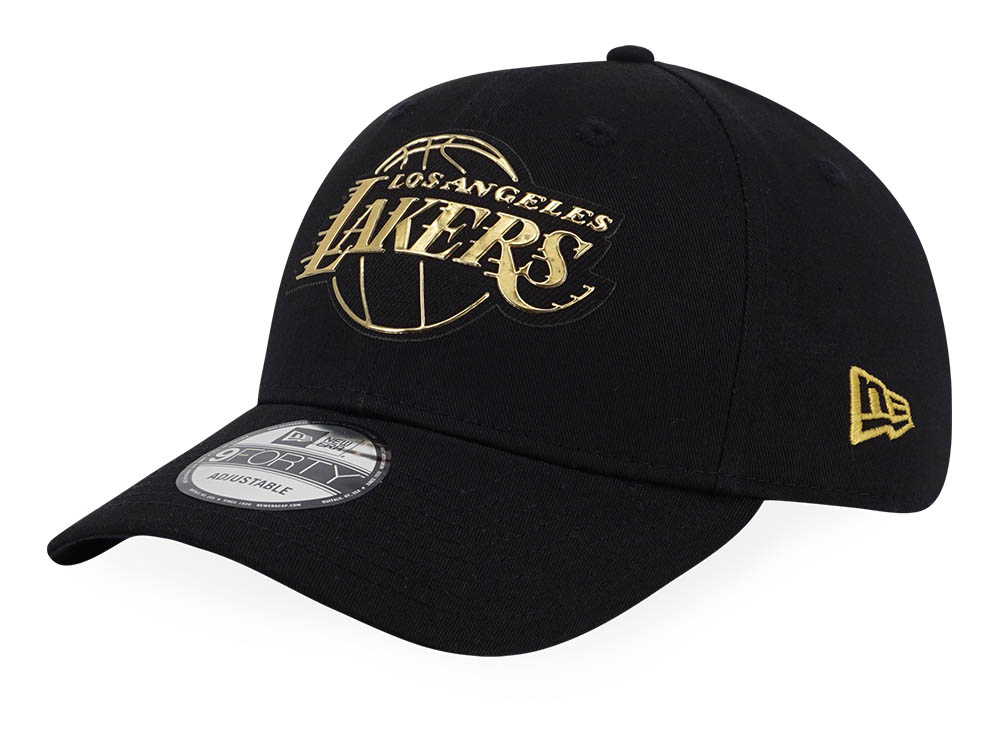Los Angeles Lakers NBA Foil Logo Black 9FORTY Adjustable Cap | New Era ...