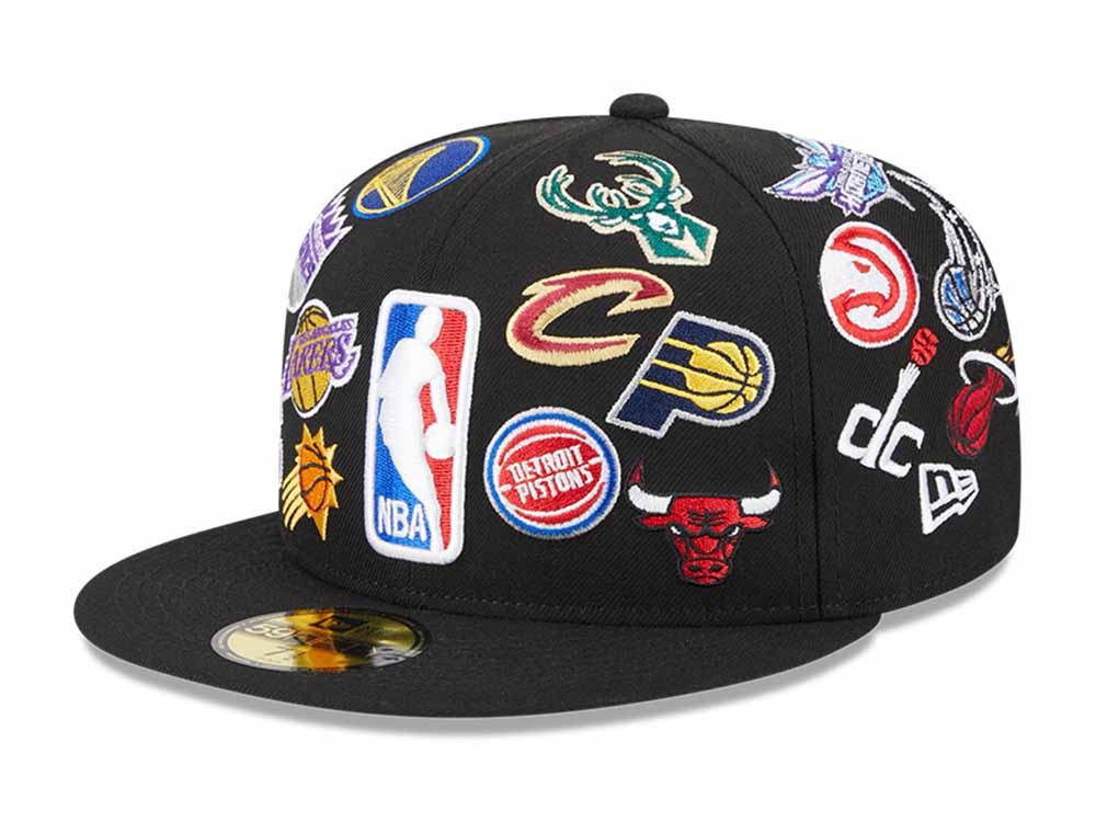 NBA All Star Game '23-'24 All Over Logo Black 59FIFTY Fitted Cap | New ...