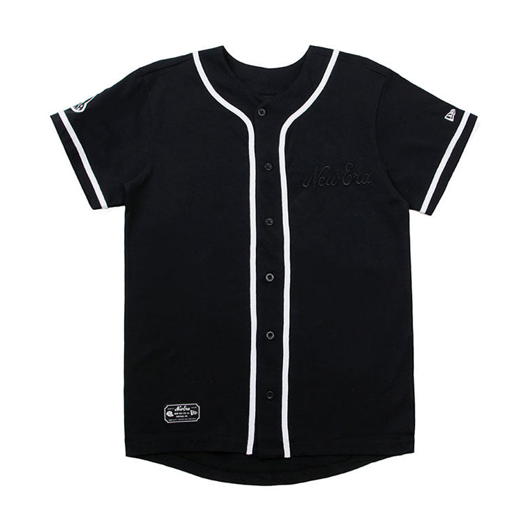 New Era Script Black Short Sleeve Baseball Jersey